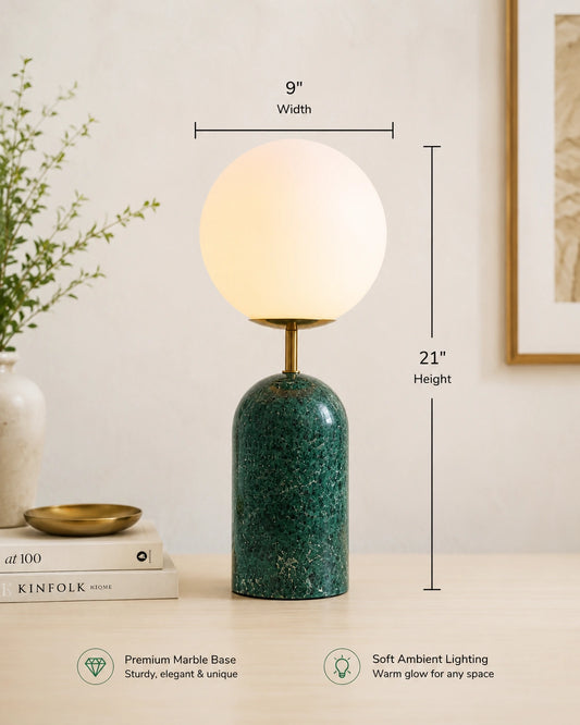 Green marble table lamp for Bedroom and Living room By Reggal Decors