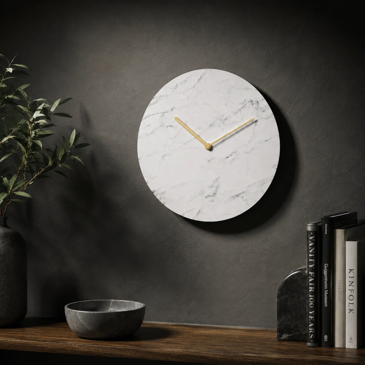 14 Inch Marble Wall Clock for Living Room