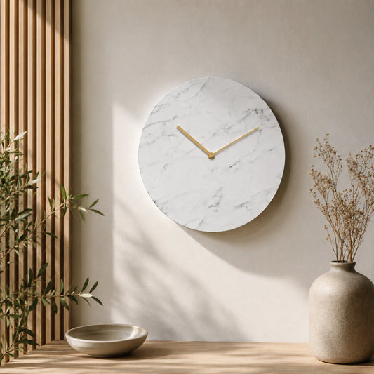 14 Inch White Marble Wall Clock