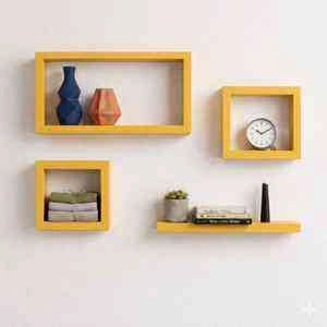 4-piece wooden gold wall decor frame set designed for elegant living room and bedroom interiors