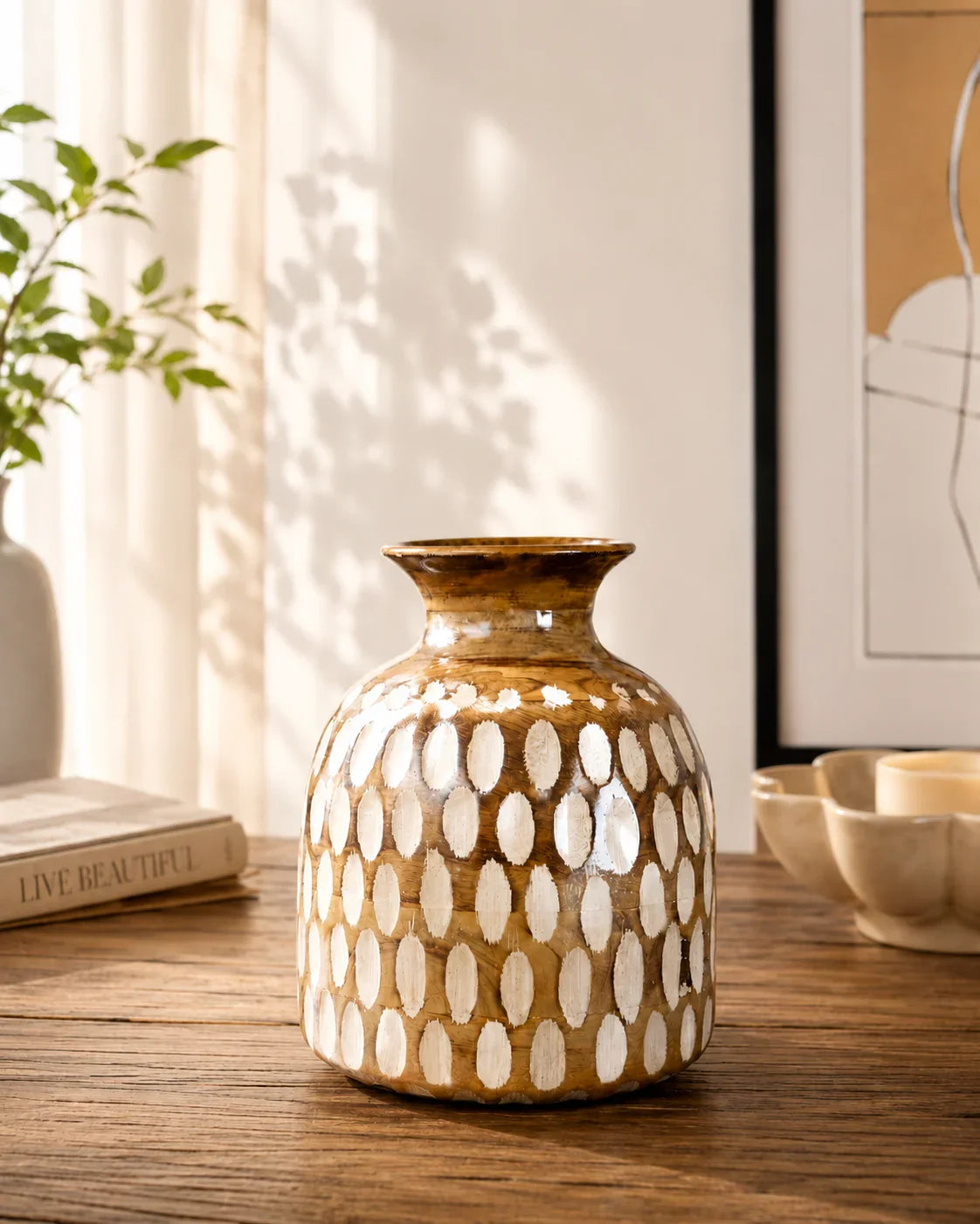wooden flower vase  and pot  for decoration  By Reggal Decors