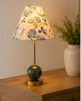 Marble  table lamp with floral lampshade for Living room   By Reggal Decors