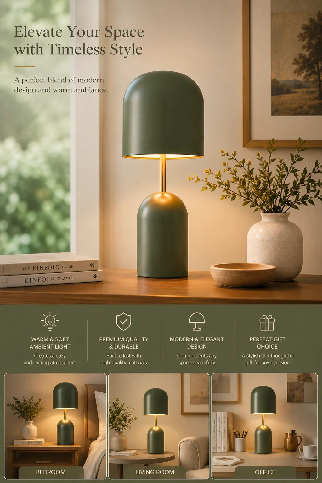 Green Decorative Table Lamp  for gift By Reggal Decors