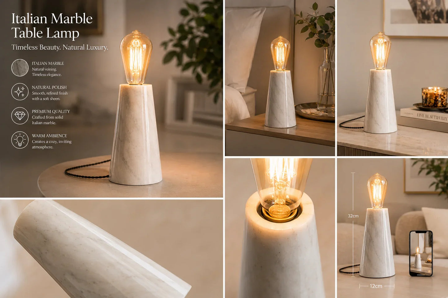 Designer Marble Table Lamp  for study room By Reggal Decors
