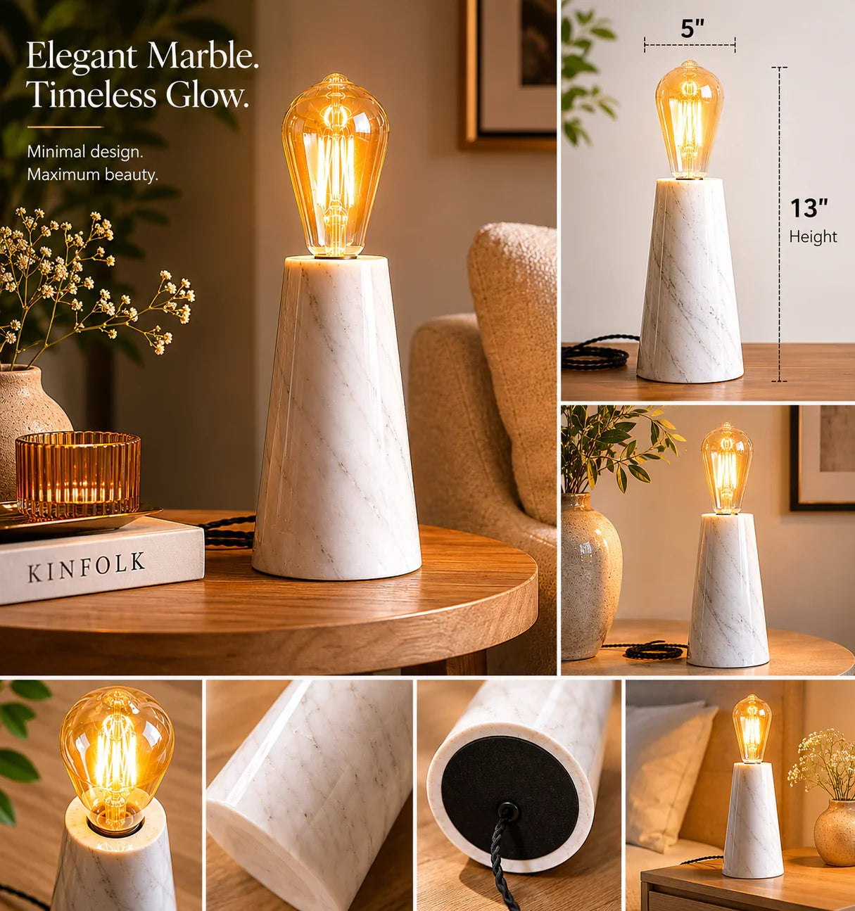 Premium bedside Marble Decorative foe bedroom Lamp By Reggal Decors