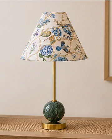 Elegant marble table lamp with floral lampshade