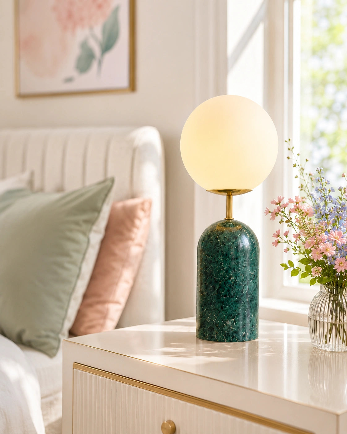 Elegant Marble table lamp with warm Ambient lighting for desk  By Reggal Decors