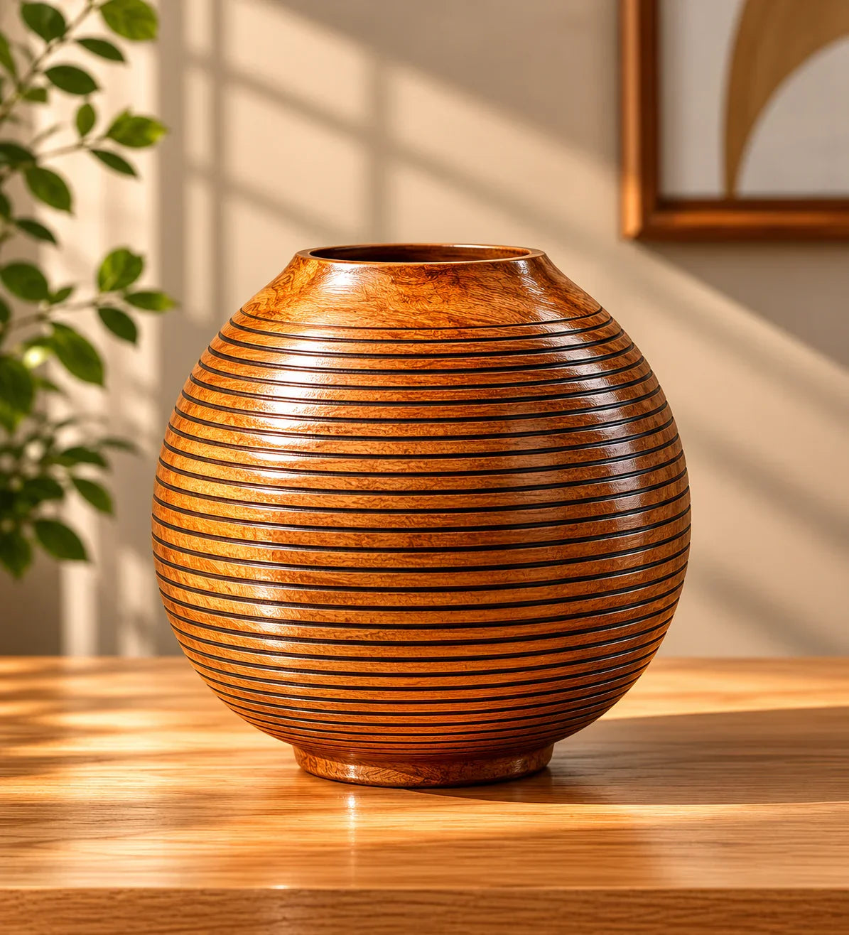 Handcraftedwooden decorative vase and pot By Reggal Decors