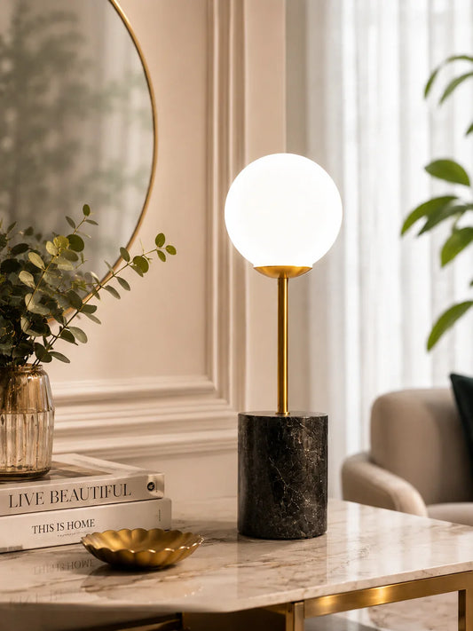 designer bedside Black Marble  Table Lamp By Reggal Decors