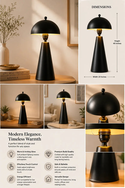 Luxury Black Metal Bedside Table Lamp
