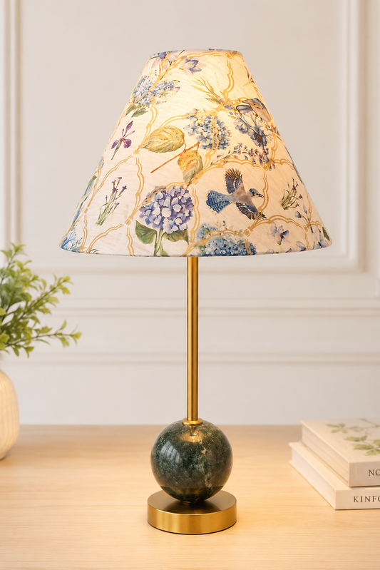 Luxury floral table lamp with marble base