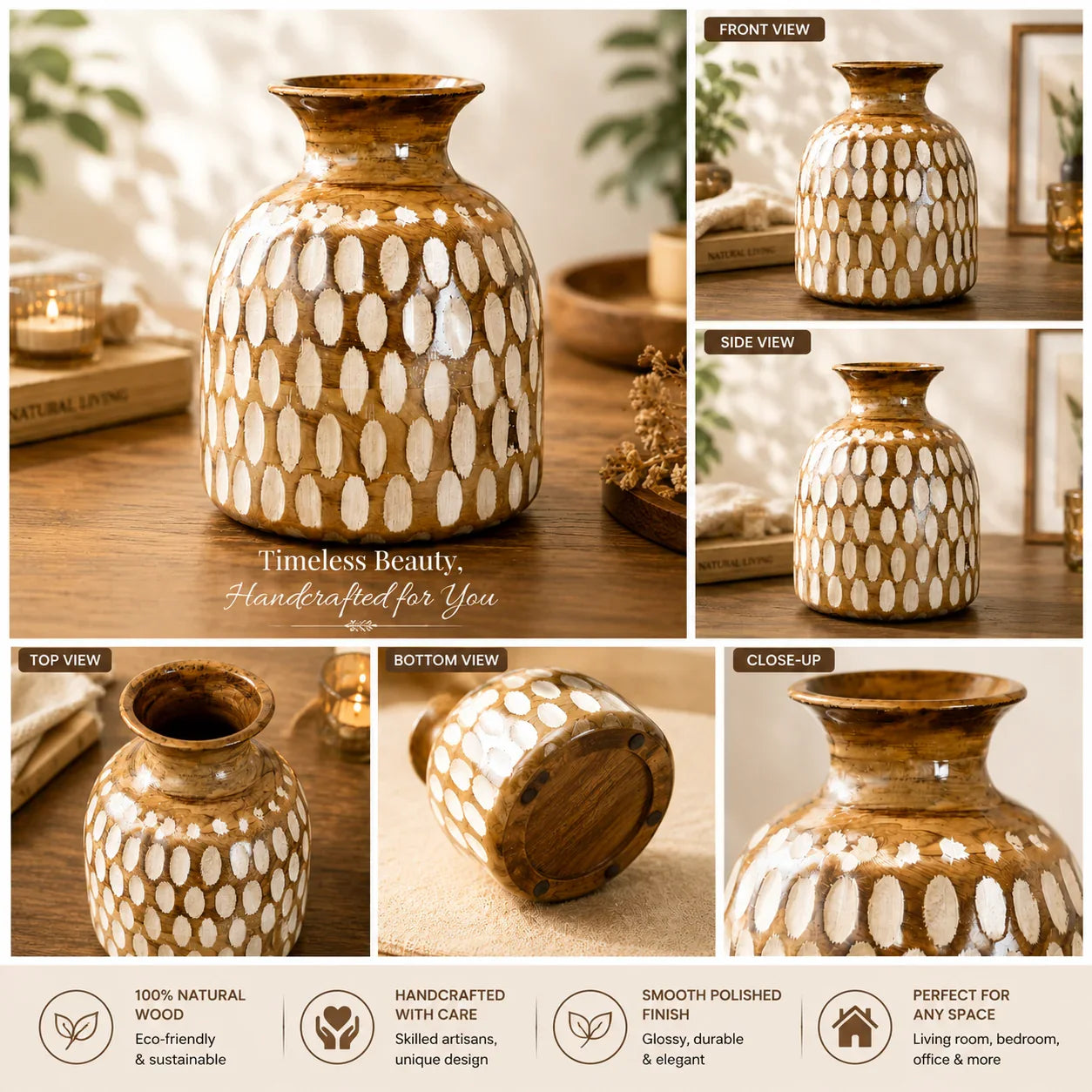 wooden decorative vase and pot for gifts  By Reggal Decors