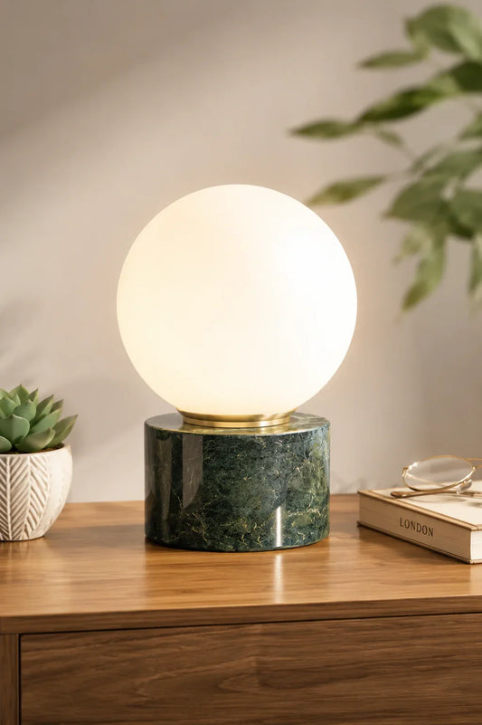 Modern affordable Green Marble Bedside Lamp By Reggal Decors