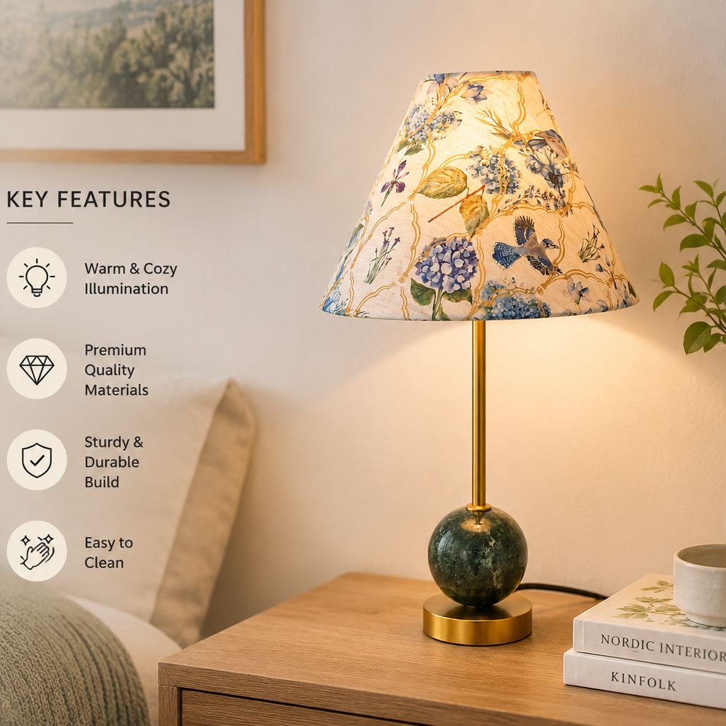 Modern floral table lamp for bedroom decor