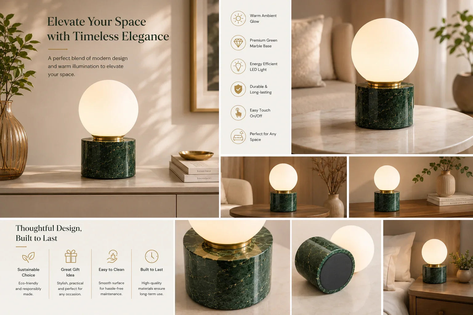 Premium Marble Globe Lamp  for study room By Reggal Decors