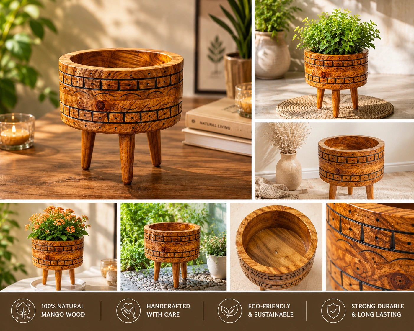 Solid wood indoor planter By Reggal for Bedroom  Decors