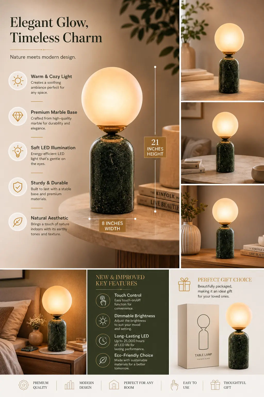 Marble table lamp For study room and Living room By Reggal Decors 