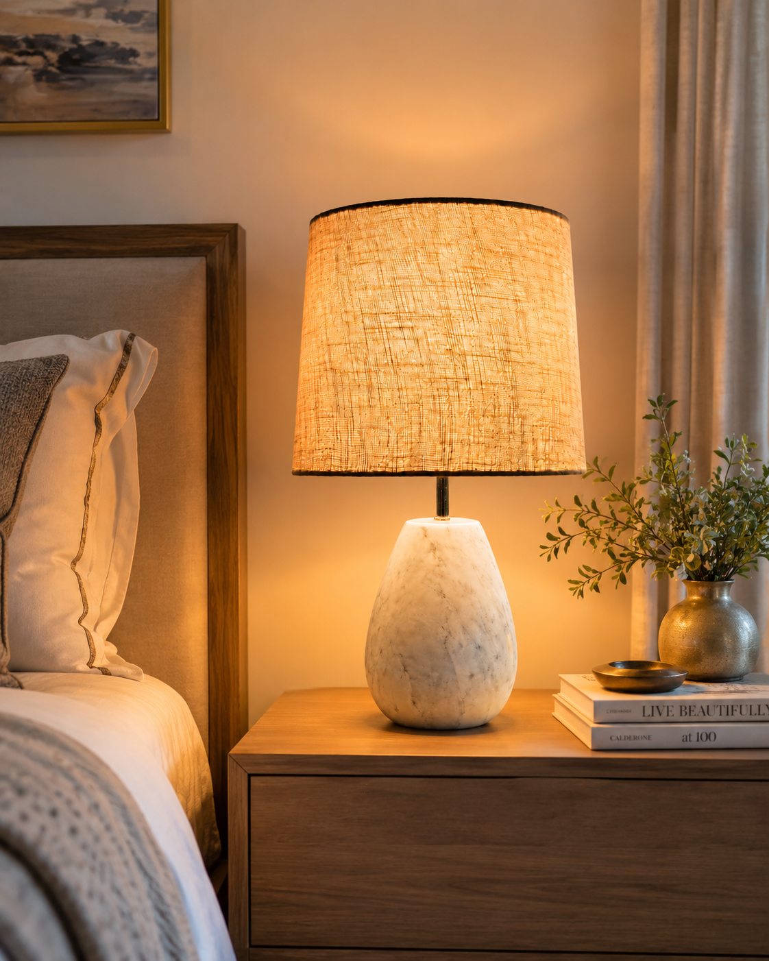 Elegant White Marble Decorative Lamp