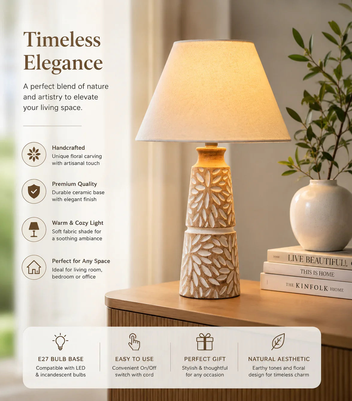 affordable  Wooden Table Lamp for the gifting  By Reggal Decors