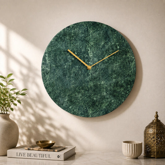 Affordable green marble clock for elegant home decor and stylish table decoration