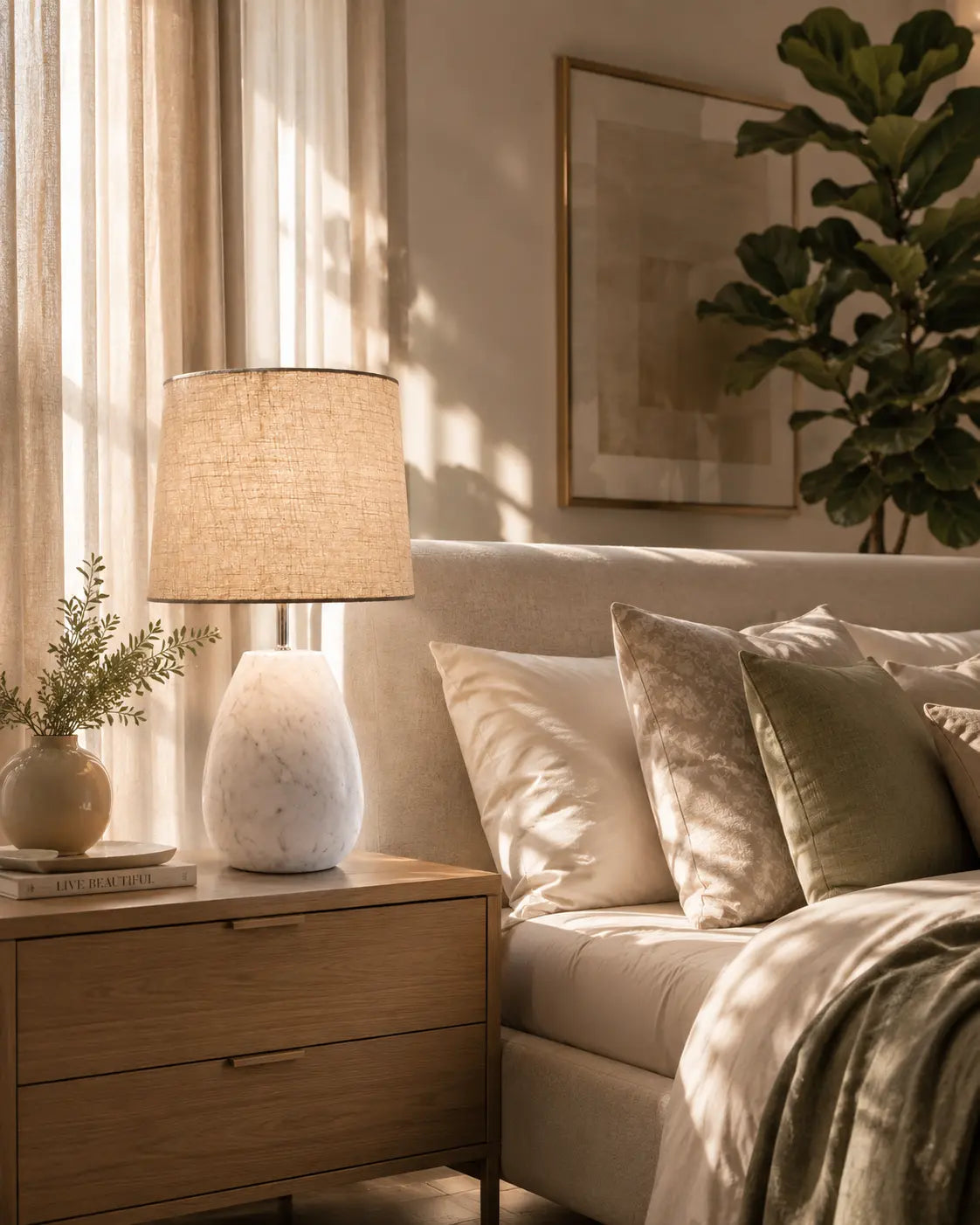 Designer Marble Table Lamp for Living Room By Reggal Decors