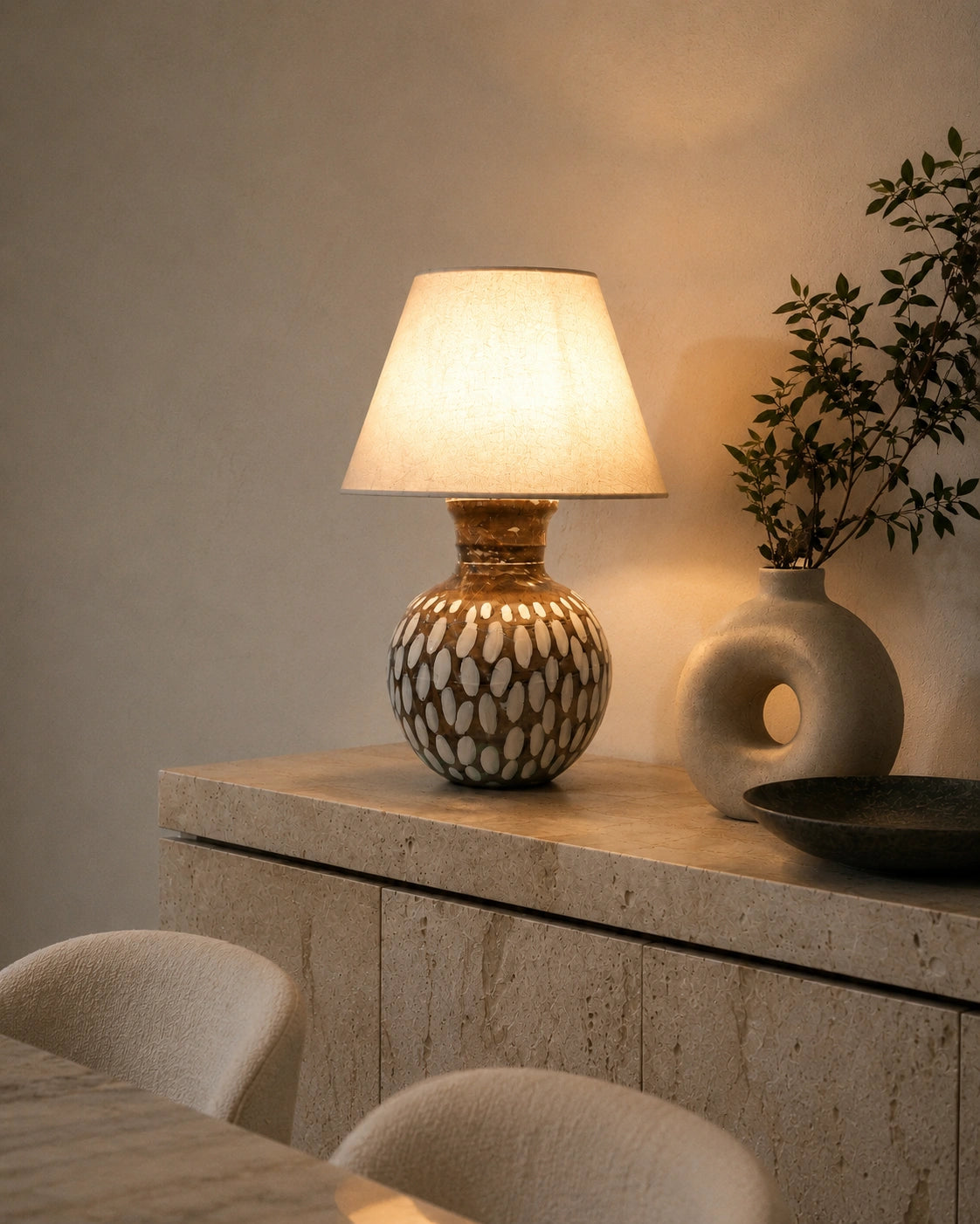 Brown wooden decorative table lamp styled with premium home décor