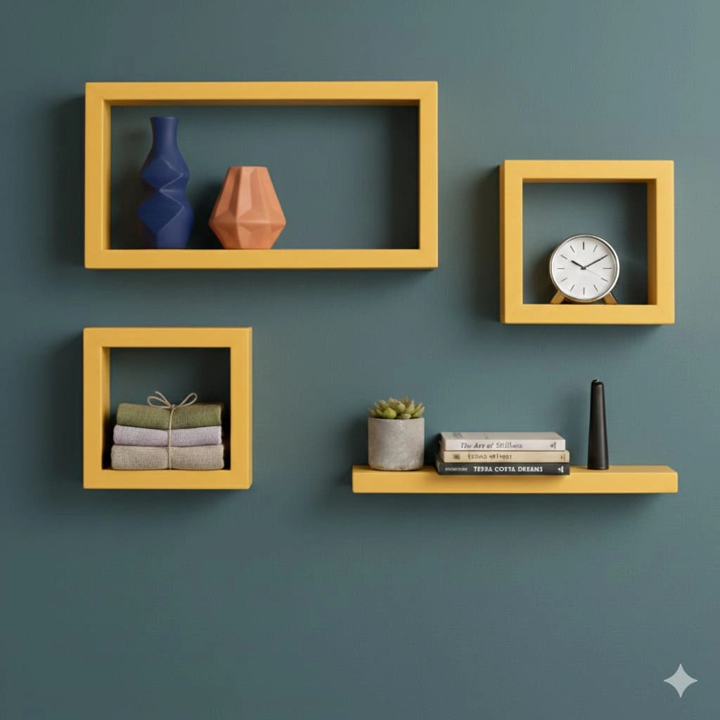 Modern wooden gold wall frames with geometric open-frame design for contemporary home decor