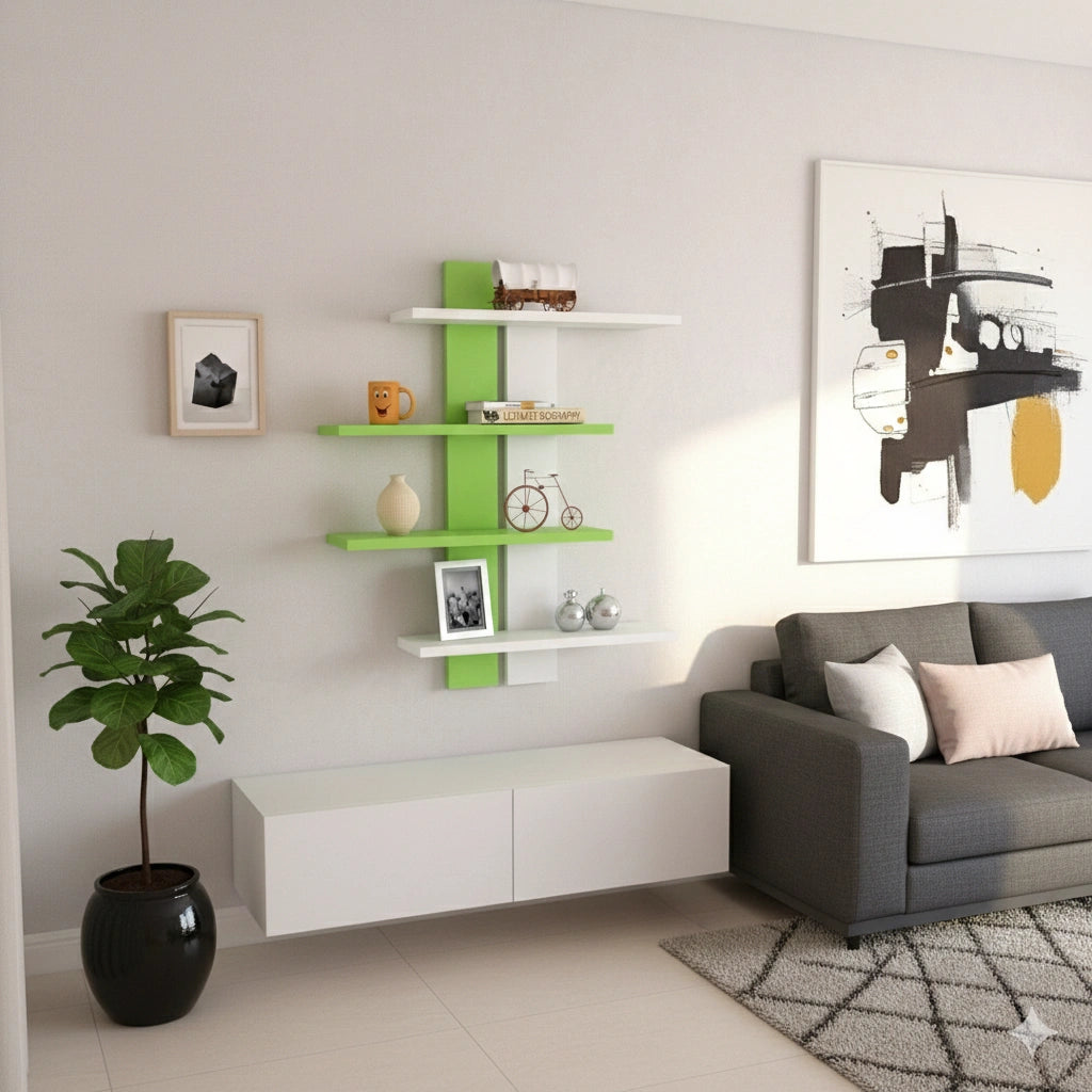 Decorative wooden wall shelf for modern Indian home interiors