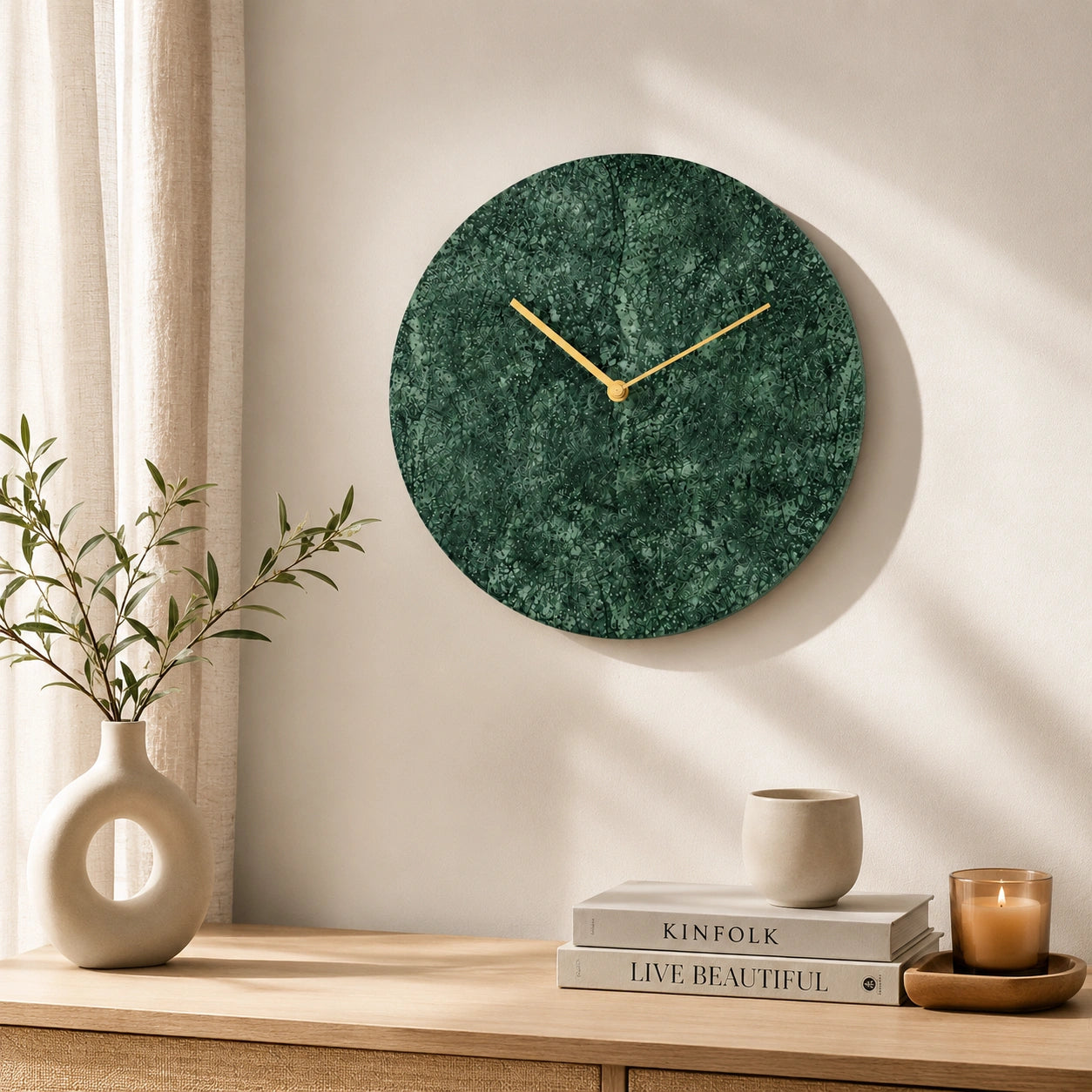 Affordable green marble desk clock for luxury home decor, office desk styling and gifting