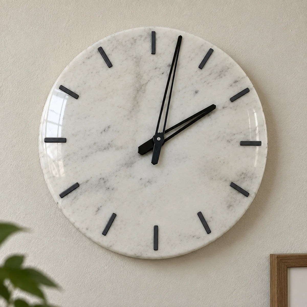Luxury white marble wall clock for living room wall decor