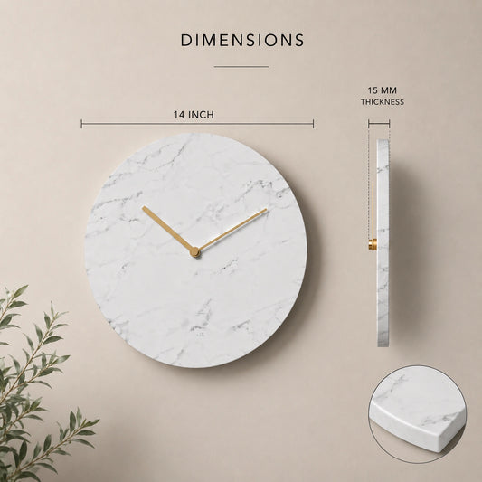 White Marble Wall Clock for Home Decor